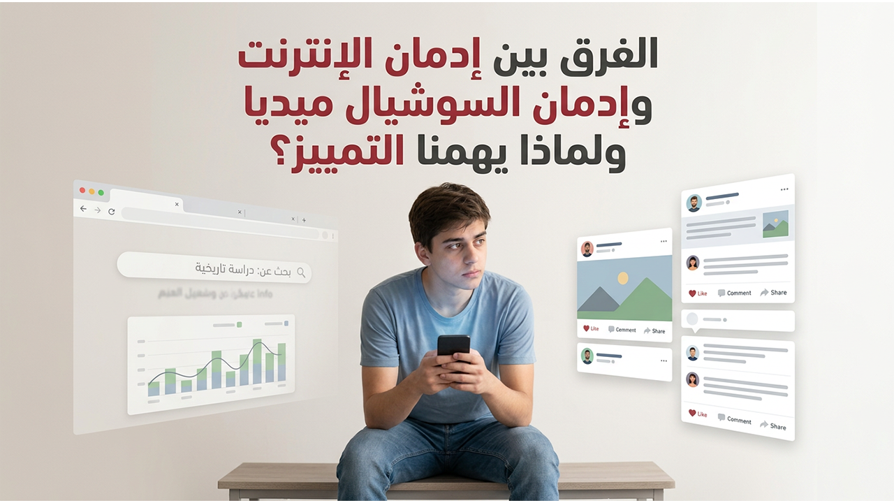 الفرق بين إدمان الإنترنت وإدمان السوشيال ميديا  ولماذا يهمنا التمييز؟