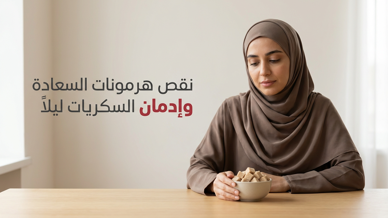 نقص هرمونات السعادة وإدمان السكريات ليلاً